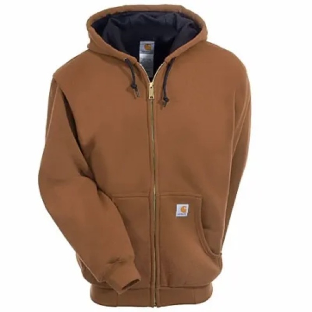 Carhartt Mens Large Black J149 Thermal Lined Full Zip Hoodie Jacket